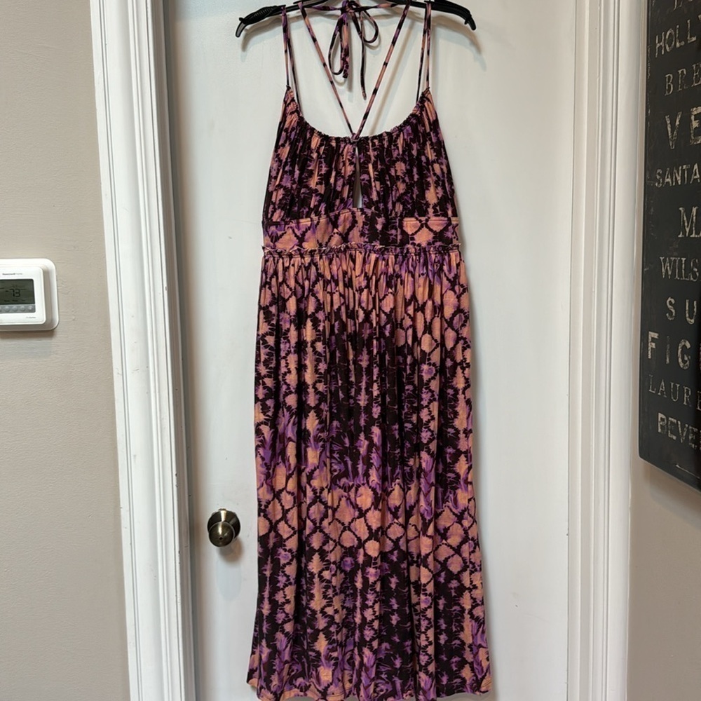 Ulla Johnson Freya Halter Midi Dress Purple Boho Tie-Dye Wisteria Print - Picture 6 of 11
